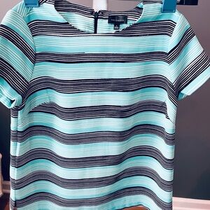 ‘The Limited’ Blue and Black Boxy Blouse with Peter Pan Collar